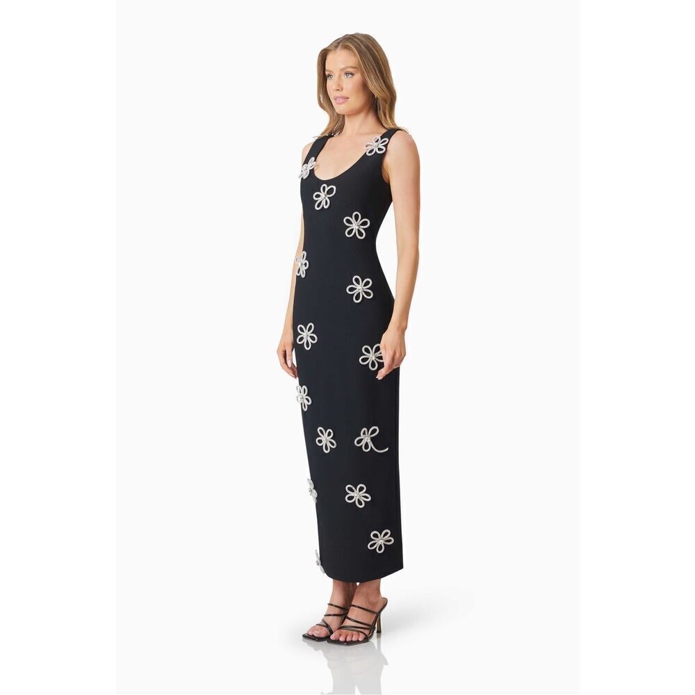 Elliatt Delia Diamante Fitted Bodycon Midi Dress cocktail parties events XXS NWT - Picture 2 of 5